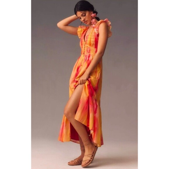 Anthropologie Midi Dress Women The Peregrine Pink Combo Preppy Retro Small NWT - Picture 3 of 12
